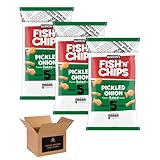 Burton’s Fish ’n’ Chips Flavoured Baked Snacks – Crunchy Retro British Savour Snacking | 5 Snack Bags – Classic Lunchbox Crisps for Kids & Adults (Pack 3, Pickled Onion)