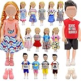 11Pcs Couple Clothes and Accessories Compatible with Chelsea Doll 6 Inch, 3 Fashion Dresses 2 Tops 2 Pants Outfits Casual Wear 2 Pair Shoes Compatible with Chelsea Boy Girl Doll Sweet Birthday Gift