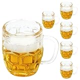 Abaodam Dollhouse Miniature Beer Mugs Set 6pcs Resin Mini Beer Cups with Miniature Beer Shot Glasses for Miniature Landscape
