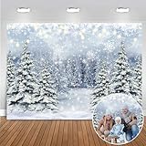 Generic Winter Forest Scene Backdrop Glitter Snowy Wonderland Pine Tree Photography Background Winter Christmas New Year Holiday Party Decor Photo Background (82x59 inch (7x5FT))