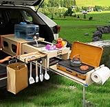 SHIWAGIN Overland Kitchen Slide-Out System - All-in-One Camp Kitchen Box with Sink, Chopping and Cooking - Folding Camping Table for SUV, Truck Bed, Overlanding & Car Camping - Quick 1-Minute Setup