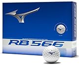 Mizuno RB 566 Golf Balls 12 Pack | Soft Distance Golf Balls for Men & Women | Long Flight, Low Spin, High Launch | Durable Ionomer Cover with 566 Dimple Design (White)