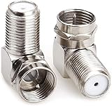 Coaxial Connector, Right Angle TV Aerial F Type Adapters Screw On F Male to Female Coaxial Coupler 90 Degree Connector for Satellite SKY Virgin,Wall Mounted TVs, Coaxial Cable Connection (Silver-2)