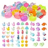 Xerteam 50pcs Mini Resin Animals, 15 Styles Tiny Sea and Ocean Creatures, Mini Duck Figurines, Micro Landscape Decorations for Fairy Garden Dollhouse Fish Tank