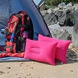 TRIXES Inflatable Pillow for Travel or Camping - Blow up Pillow - Pink Twin Pack