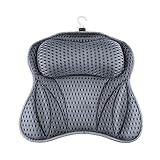 Bath Cushion, Shodiffy Bath Cushion 4D Mesh Headrest with 6 Non-Slip Suction Cups Can Support Head, Neck, Back, for Bathtub, Home Spa