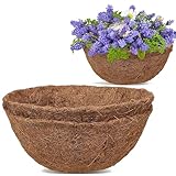 GOTVUGE 2 Packs Round Coco Coir Liner 16 Inch, Natural Coconut Fiber for Indoor and Outdoor Garden Hanging Basket Liners in Window Boxes