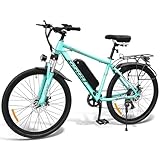 GSOU Electric Bike for Adults, 26'' E-Bike UK Legal 250W, E-Mountain Bike 40+ Miles Range - 8Ah Removable Battery, 7 Speed, Smart LCD, Dual Disc Brakes, Lockable Suspension, City Commute Road E-Bike