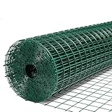 Hot Dipped Galvanised Fence Mesh Green PVC Coated Wire Mesh Fencing Roll Wire Meshs Roll Wires Netting Decorative Fence Enclosure for Garden Outdoor Plants Chicken Pet, 90CMX10M(3FT X 33FT)