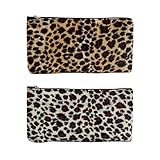 BAUIOREAD 2 Piece Leopard Print Makeup Bag, Small Makeup Bag for Handbag, Leopard Print Bag, Cosmetic Bags, Women's Coin Purses & Pouches