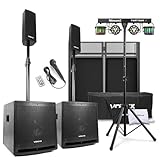 Vonyx VX1000BT DJ Package with Column Line Array Speaker, Foldable Mobile Booth, Beamz PartyBar2 Disco Light - Complete Professional Setup for Events & Live Performances