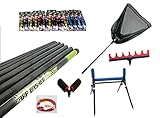 ASL/NGT Carp Basher 11 m Take Apart Fishing Pole 2 x Rollers Rigs Net Roost Elastic Kit