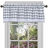 ACHIM Buffalo Check Valance Window Curtains - 58 Inch Width, 14 Inch Length - Grey & White Plaid - Light Filtering Farmhouse Country Drapes for Bedroom Living & Dining Room Home Decor