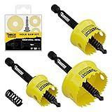 3 x SabreCut HSMK3A 20mm 25mm 32mm High Performance Thin Wall Sheet Steel Hole Saw Kits Feature Steel Body and HSS M42 Cobalt Arbour with Progressive Tooth Profile for Wood, Plastic and Steel