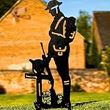 Lest We Forget Tommy Soldier Silhouette Military Statue Remembrance Day Sculpture Army Poppy Metal Art Figurine Veteran Tribute Garden Memorial Ornament (Black Painted)