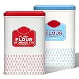Besto Flour Storage Containers | Self Raising Flour Tin with Lid | 18.5 X 9.2 X 12 Cm Storage Tins to Keep Flour Fresh & Clean (Self Raising & Plain)
