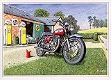 Nostalgic Royal Enfield Interceptor 1965 Motorbike Garage Design Open Blank Birthday Card
