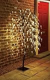 spot on dealz® 5 FT Weeping Willow Trees for Garden Lights Solar Powered Outdoor Decorations 240 LED Solar Tree Lights with Metal Flat Base Garden Ornaments for Home Display Warm White