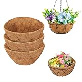 EEEKit 3PCS 12 Inch Round Hanging Basket Liners, Natural Coco Fiber Liners Coconut Replacement Liner Trough for Garden Flower and Plant Pots