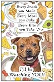 Fridge Magnets Staffordshire Bull Terrier Red Staffy Dog Gift - I'll be Watching You - Large Fun flexible size 16cms x 10 cms (approx. 6" x4")