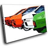 Green Red Ford MK1 MK2 Escort RS 1800 Mexico Cars Canvas Wall Art Picture Print