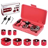 Habwea Hole Saw Set, 11-Piece, 19-64 mm Hole Cutter Set Carbon Steel Downlights Drill Bit Tools for Soft Wood