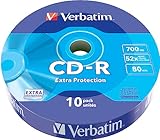 Verbatim CD-R Extra Protection 700MB CD Blanks - Ideal for Photo and Video Recording - Compatible with Any Conventional CD Drive - Pack of 10 Spindle