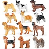 SIENON 12PCS Dog Figures Toy Set, Miniature Plastic Realistic Assorted Dollhouse Puppy Animals for Kids Educational Preschool Learning Christmas Easter Eggs Birthday Party Favor Cake Topper