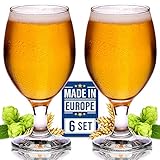 Volarium CRYSTALIA Premium Beer Glasses, Set of 6, 400ml Beer Glass 100% Lead Free Stemmed Goblets, Belgian IPA Beer Tasting Glass, Chalice Glas, Tulip Glasses Lager Glasses with Stem