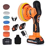 Protmex Cordless Car Buffer Polisher, 6IN Car Buffers And Polishers Kit, 6 Variable Speed Car Polishing Kit, 2*21V 2.0Ah Batteries Cordless Polisher For Car Detailing/Polishing/Waxing/Scratch Removing
