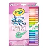 CRAYOLA Pastel SuperTips Washable Markers - Assorted Colours (Pack of 20) | Premium Felt Tip Pens That Can Easily Wash Off Skin and Clothing | For Ages 3+