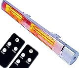 MYLEK Patio Heater 3000W - Electric Wall Mounted Outdoor Unit - Remote Control - IP65 Waterproof - Outside Aluminium Rustproof - Fast Heat-up Golden Tube, Gardens, Cafes, Restaurants 3KW