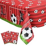 Funmemoir 2 Pack Football Tablecloth Red Football Party Decorations Table Cloth Disposable Football Rectangle Table Cover 51x108 Inch for Football Events Football Theme Birthday Decorations