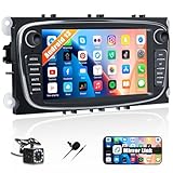 Zomolither Android 13 1G+32G Car Radio for Ford Focus Mondeo Galaxy Kuga C-MAX S-MAX, 7 inch Touch Screen Stereo with Mirror Link Auto/Wi-Fi/Bluetooth/1080P+AHD Backup Camera+MIC