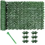 Artificial Ivy Fence Screening, 3m x 1m Artificial Hedge Screening, Privacy Fence Screen Artificial Hedge Roll, Artificial Trellis Screening with 20 Zip Ties for Garden Balcony Outdoor Decor