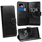 Sony Xperia L1 G3311 G3312 Cases - Black Premium Wallet Leather Flip Case Cover For Sony Xperia L1 [Card Holder] [Magnetic Closure]