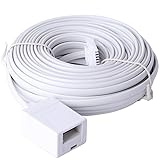 ERHUO BT to BT Extension 4 wire Flat Home Telephone Phone Cable Lead Cable Extension Cable for BT UK Landline Phone Cord Home & Office Fax (25m)