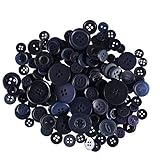 Trimming Shop Round Resin Buttons 2 & 4 Holes Assorted Mixed Colours and Sizes For Sewing Craft, Children’s Handmade Decoration, DIY Project, 50g, Mixed Navy Blue