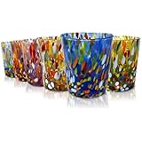 MAZZEGA ART & DESIGN - 6 Goto Tumbler Glasses in Hand-Blown and Handcrafted Murano Glass - The Colors of Murano - Model 'Tumbler 350 ml.' (6 Mixed Colors, 6)