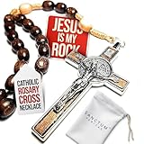 Genuine Made in Italy Blessed by Pope Francis Rosary Necklace rosary for car rearview mirror rosarios catolicos para hombre Medal Cross Saint Benedict Patron Saint of Students, Christian Values Honor