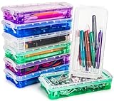 WUWEOT 8 Pack Plastic Pencil Boxs, Large Capacity Pencil Case with Snap-Tight Lid, Stackable Pencil Box Organizer, Pencil Boxs for Classroom School Office Supplies Storage, 4 Colors