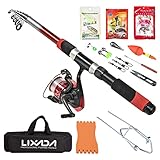 Lixada Fishing Rod Reel Set Telescopic Fishing Rod Reel Combo Kit with Fishing Rod Fishing Reel Fishing Lures Hooks Bag Necessary Fishing Accessories