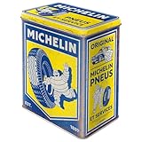Nostalgic-Art Retro storage tin box L, 3 l, Michelin – Vintage – Gift idea for motor fans, large metal tin, vintage design