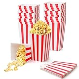 Furuising 40Pcs Mini Popcorn Boxes, 2.8x2x4.5Inch Red Popcorn Bags for Party, Small Popcorn Box, Paper Candy Containers Bucket for Movie Night Birthday Sleepover Christmas Day Parties