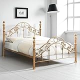 OAT Home Kensington Metal Bed Frame, Antique Brass Effect, Victorian/French Style, Small Double/Double/King Size (Double)