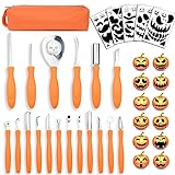 Hoshin 18 PCS Pumpkin Carving Kit Halloween Professional Heavy Duty Punkin Carver Tools with Carrying Case for Adults & Kids with Professional Carving Set