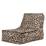 icon Dolce Leopard Lounge Bean Bag Chair, Woven Fabric, Large Adult Bean Bag with Filling Included, Comfy Chair, Living Room, Living Room Furniture, Bedroom Furniture