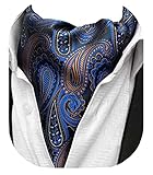 Beaface Men's Cravats Self Tie, Cravat Ties for Men Paisley Floral Jacquard Woven Ascot Tie Wedding Business Party Casual (Blue Paisley)