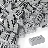 ekuzi Building Bricks 121 Pieces 2x4 Light Grey, Classic Building Block Bricks Compatible with Lego Classic, STEM Creative Building Block Toys for Kids