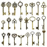 24Pcs Large Antique Bronze Skeleton Keys Rustic Key for Wedding Decoration Favor